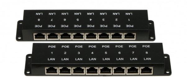 POE-8-ENC 8 Port 10/100mbps Data Speed, Mode B PoE Injector Support 12V-56V Power Input, Power Supply Not Inclueded