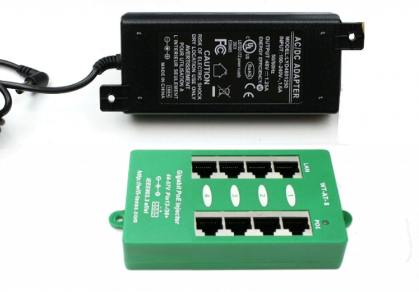 4 Port Active Gigabit PoE Plus Injector Mode A IEEE802.3at Standard with 60 Watt or 120 Watt Power Supply