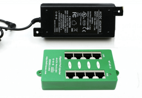 4 Port Active Gigabit PoE Plus Injector Mode A IEEE802.3at Standard with 60 Watt or 120 Watt Power Supply