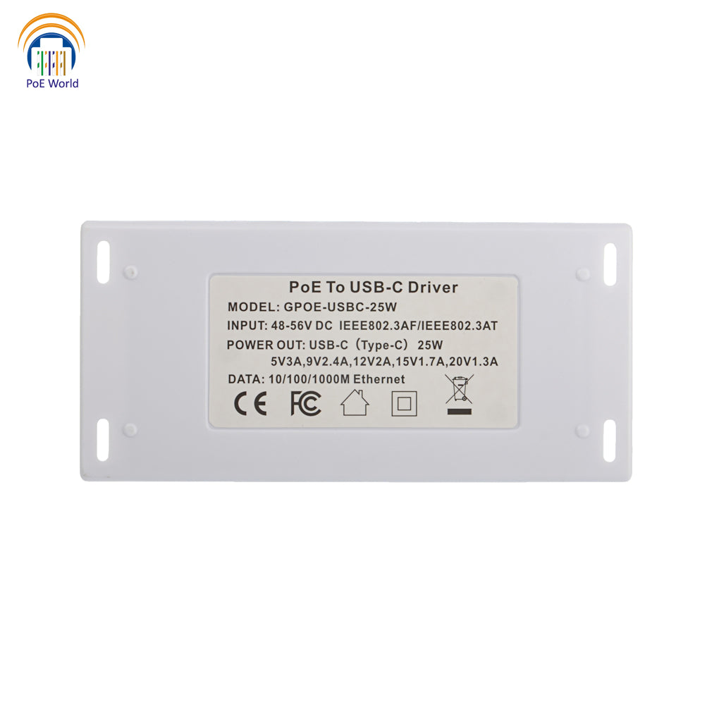 GAF-USBC Gigabit POE Splitter Extend Power for USB Type C Device up to 100M for Nest IQ Macbook Google Wifi