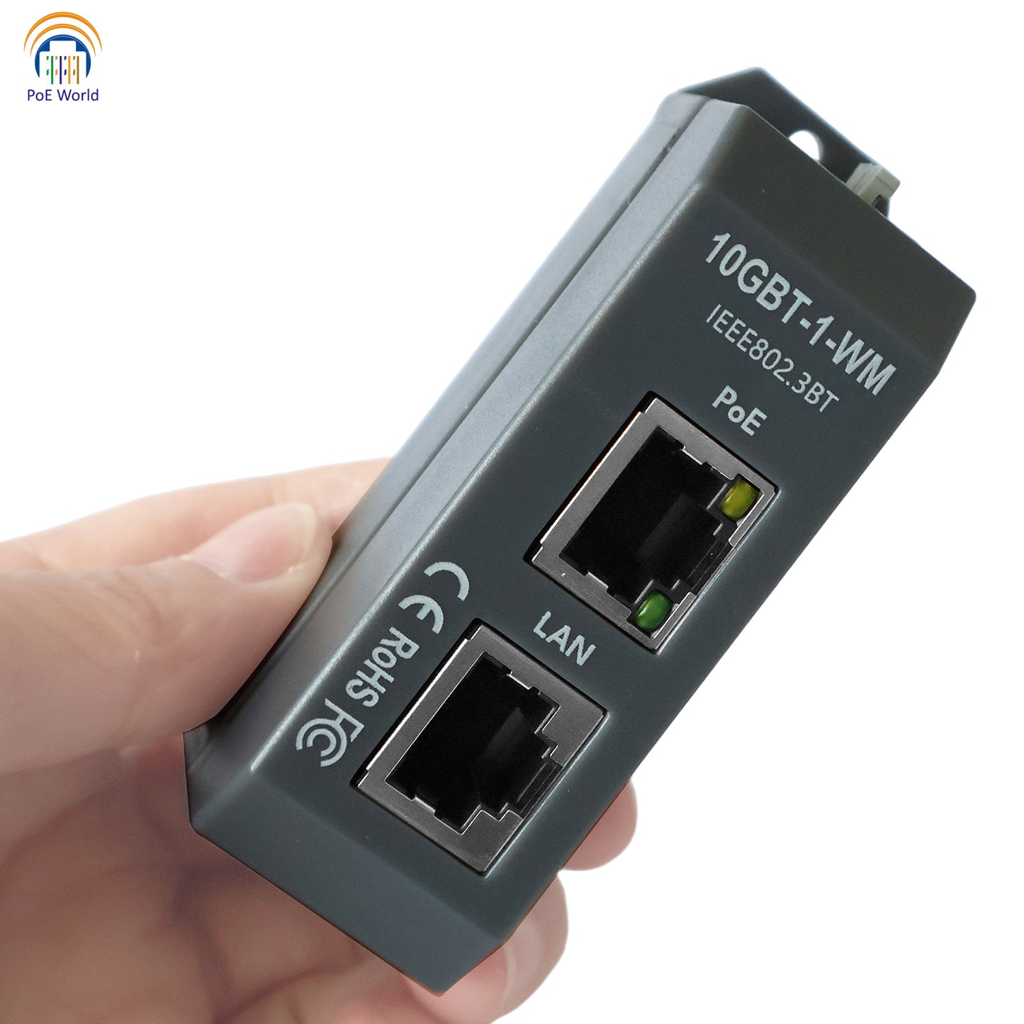 10GBT-1-WM Single Port 10 Gigabit 802.3bt PoE++ Injector | 90W Max Output | IEEE 802.3af/at/bt | Wall & DIN Mount