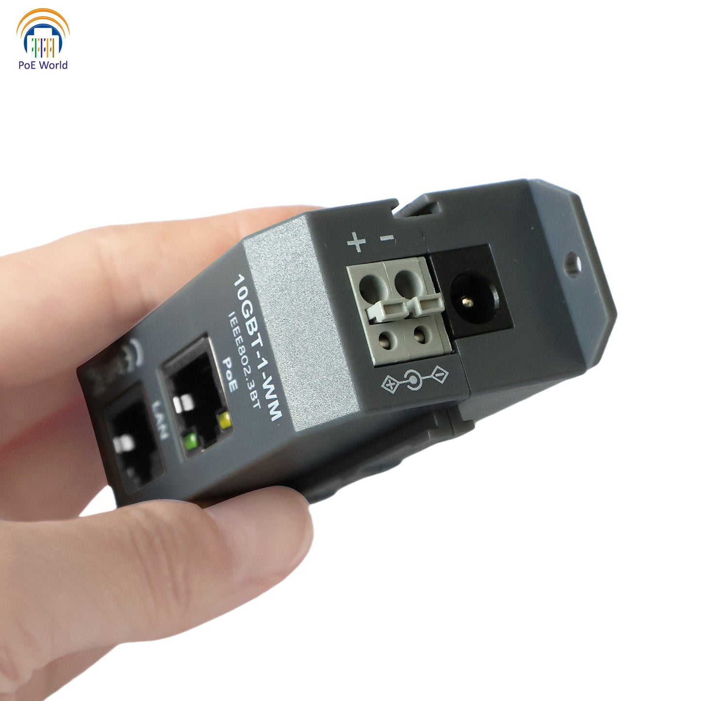 10GBT-1-WM Single Port 10 Gigabit 802.3bt PoE++ Injector | 90W Max Output | IEEE 802.3af/at/bt | Wall & DIN Mount