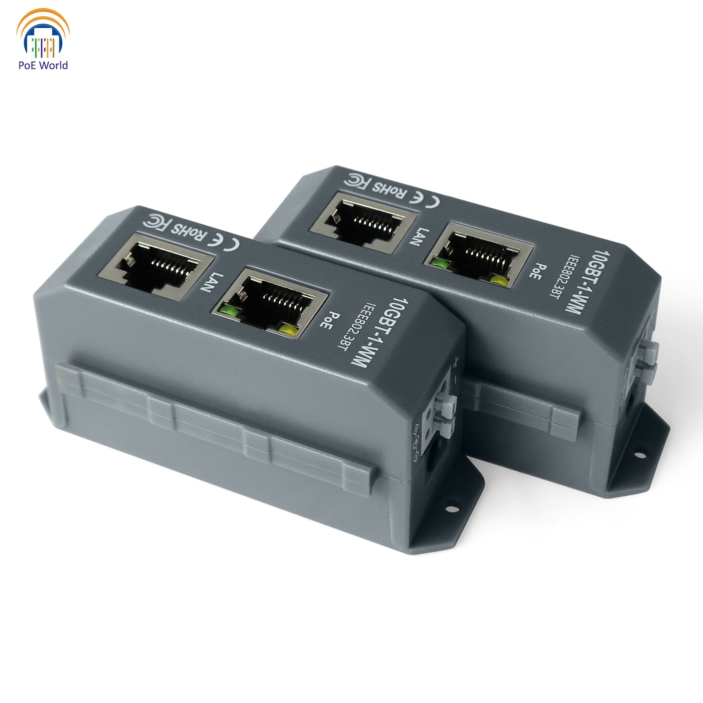 10GBT-1-WM Single Port 10 Gigabit 802.3bt PoE++ Injector | 90W Max Output | IEEE 802.3af/at/bt | Wall & DIN Mount