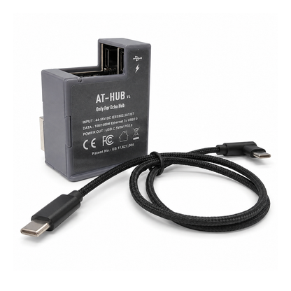 AT-Hub In-wall 25W PoE+ to USB-C Power and Data Delivery for Amazon Echo Hub IEEE 802.3at PoE+ Convert to 5V/9V 25W Power and USB 2.0 Data