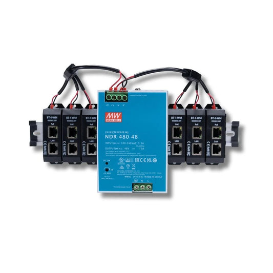 BT-6-48V480W| 6-Port Active PoE++ Injector Kit with 2.5G Speed and 480W Power Supply 90W Max Output for PTZ cameras, WiFi 6/6E access points
