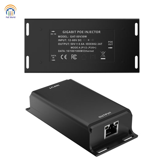 New Arrival ! GAT-50V30W Active POE Injector Converter for 12 Volt and Solar to 802.3at POE Conversions with Gigabit Ethernet, 30W Max Output
