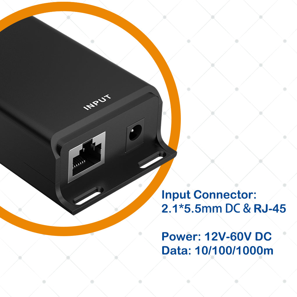 NEW! POE Inline Converter Injector Convert 12-60v to 24V Passive PoE with Gigabit Data For 12 Volt and Solar to POE Conversions, 30W Max Output Instantly Step Up Voltage to 24V PoE Mode B