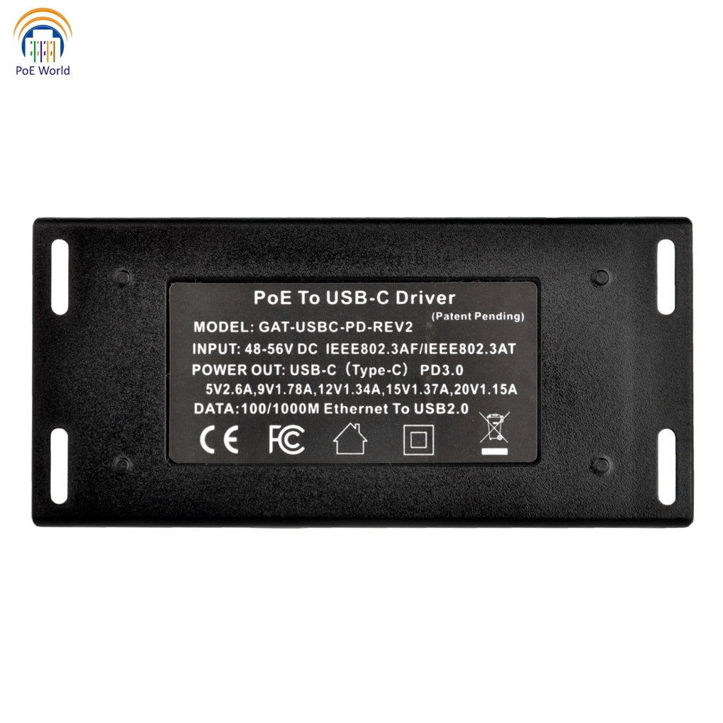 GAT-USBC-PD 802.3at PoE+to USB-C Delivery Power+Ethernet Data with 25 Watt Output, Compatible with Tablet Computer Ipad Pro12.9'' Surface Go