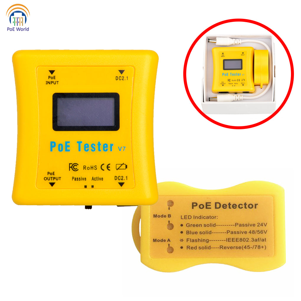 Portable PoE Tester Pocket-Sized PoE Detector Bundle Inline PoE Voltage & Current Tester PoE Detector for CCTV installation